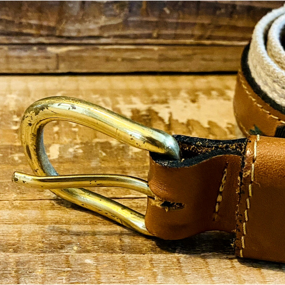 Zep-Pro Metal Sailfish Leather and Woven Canvas Belt Size 42 - Picture 6 of 12